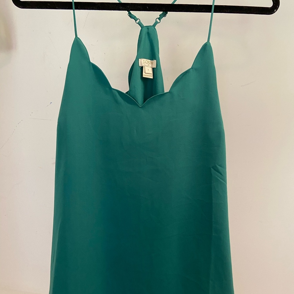 J. Crew Green Scalloped Cami